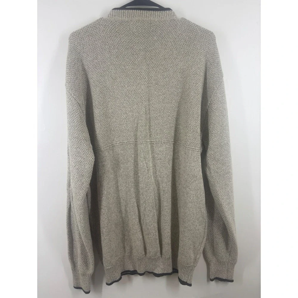 Croft & Barrow Mens Large Tall Henley Sweater Beige Eagle Mountain Knit USA Made